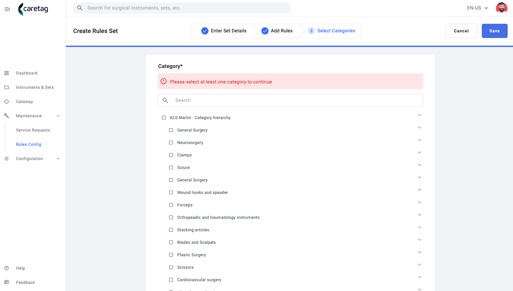 Rules config