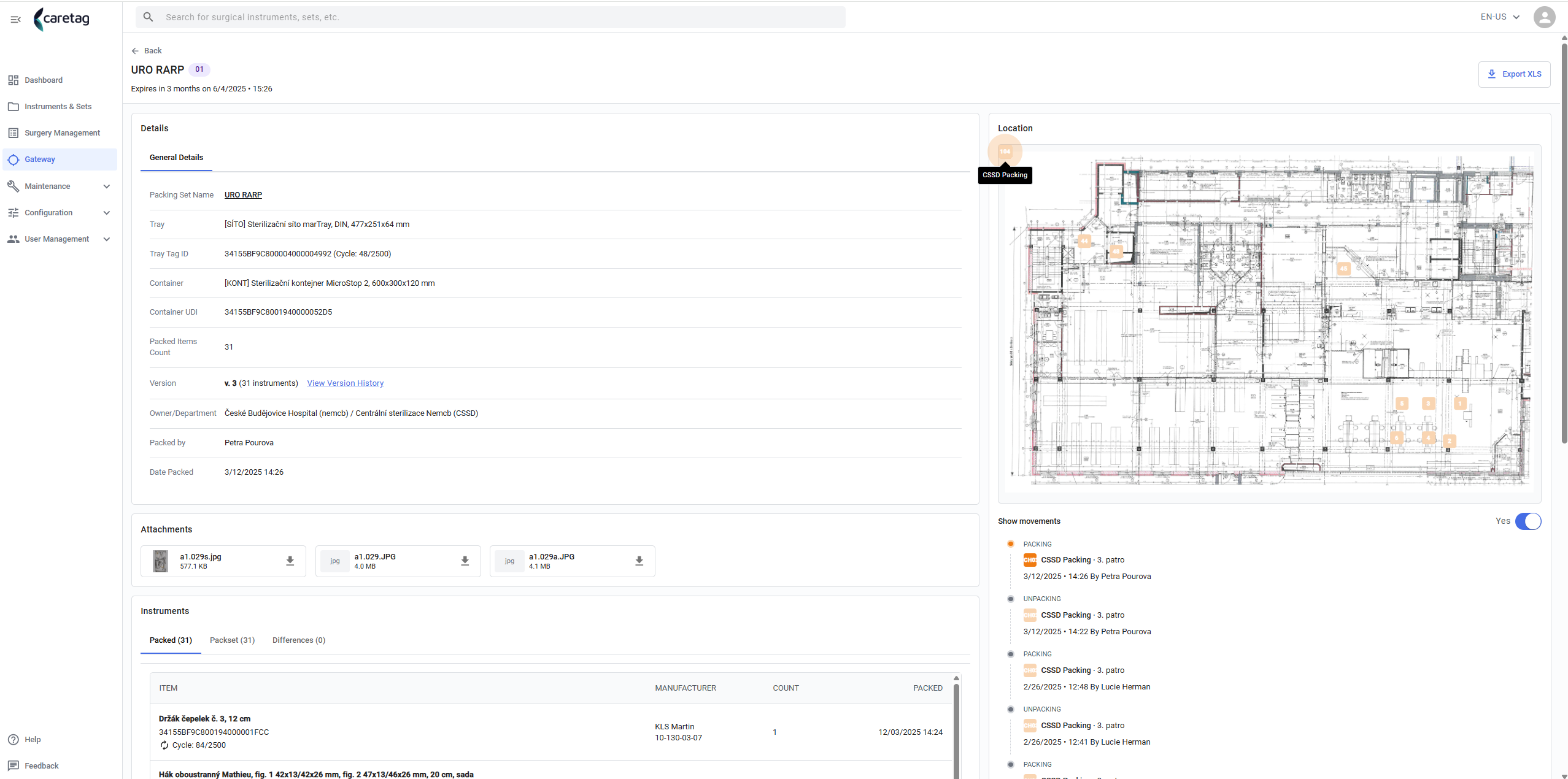 Surgical asset details