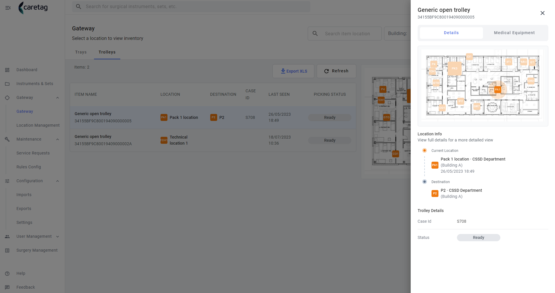 Surgical asset details