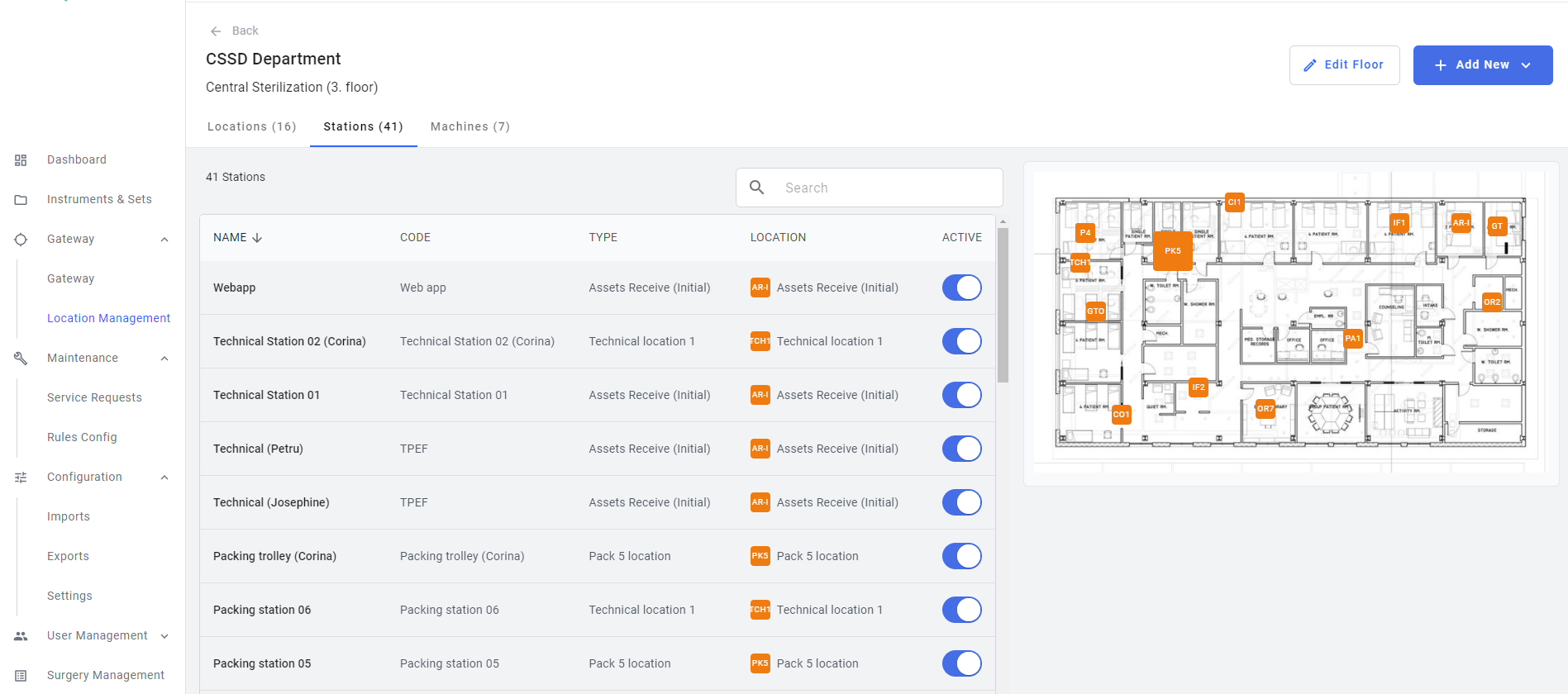 Surgical asset details