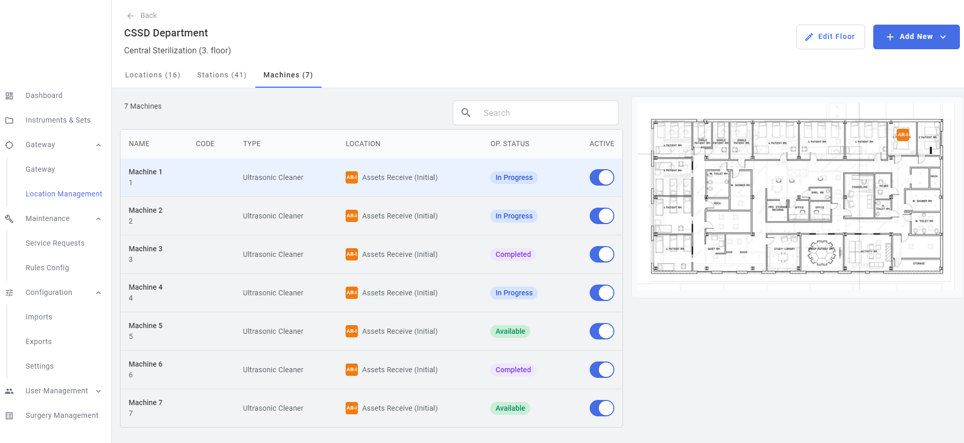 Surgical asset details