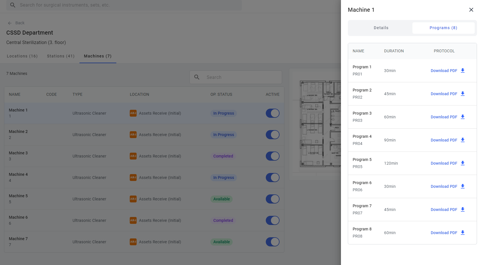 Surgical asset details
